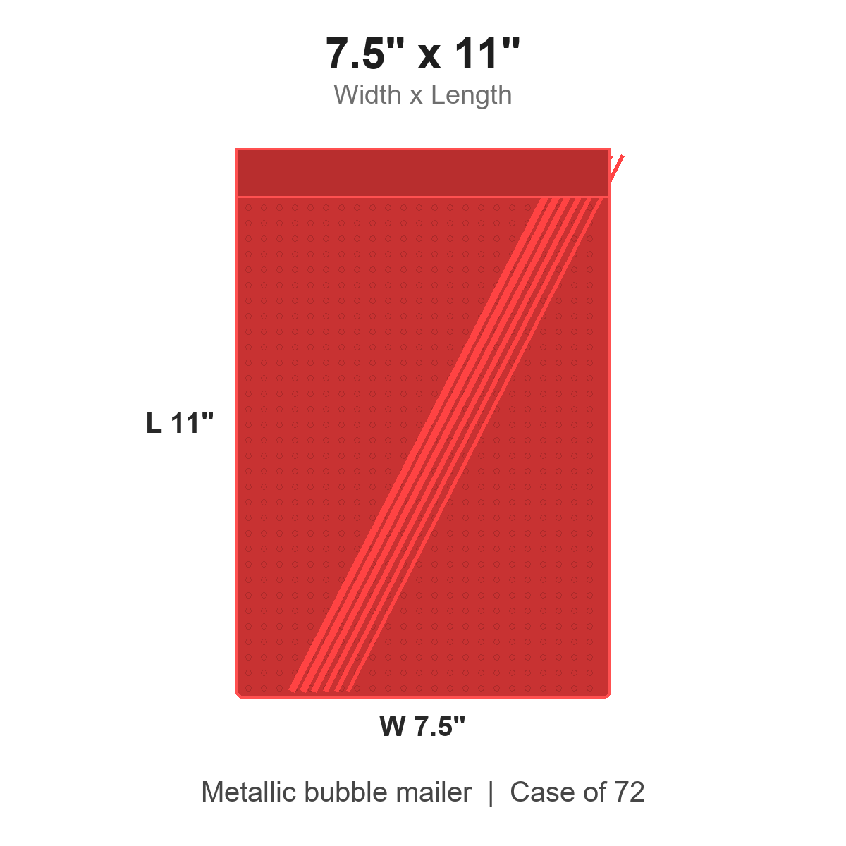 7.5" x 11" Red Metallic Bubble Mailers
