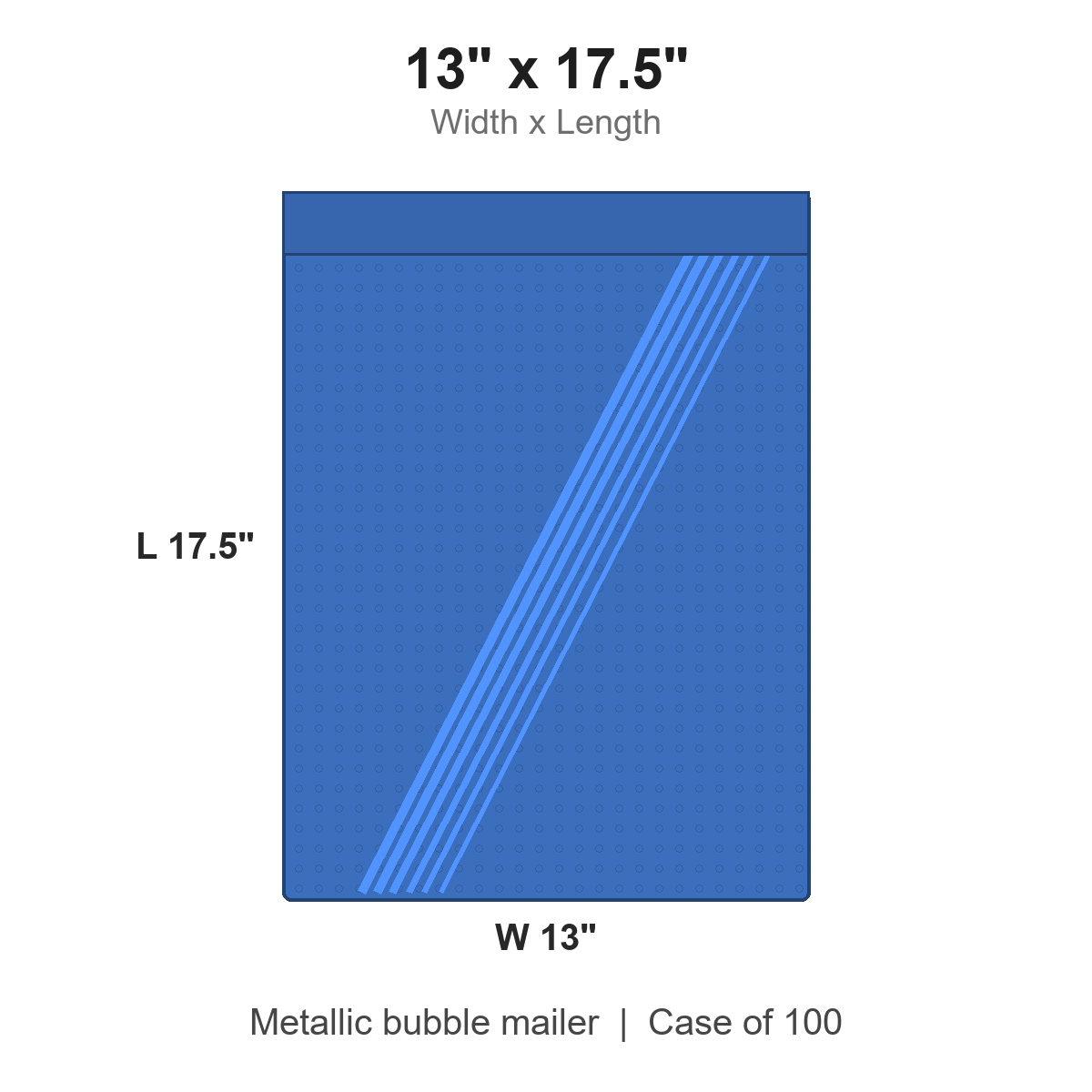 13" x 17.5" Blue Metallic Bubble Mailers