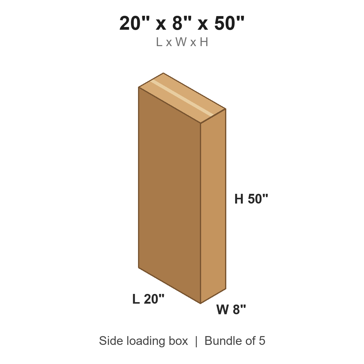 20x8x50 Side Loading Boxes