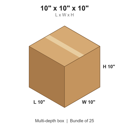 10x10x10 Multi-Depth Corrugated Boxes