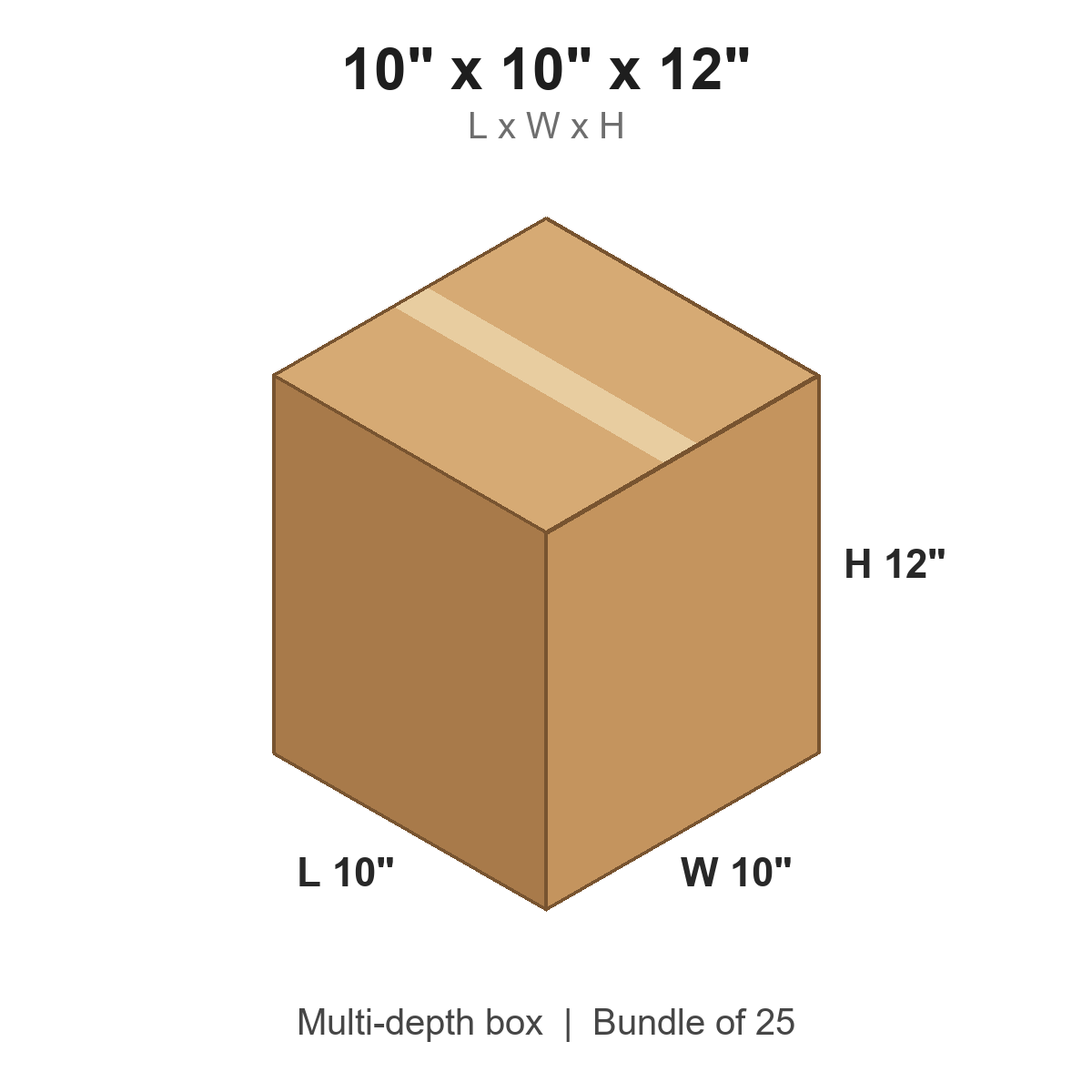10x10x12 Multi-Depth Corrugated Boxes