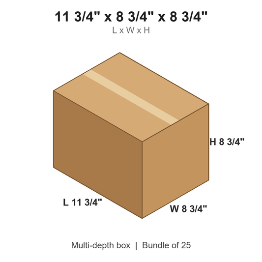 11.75x8.75x8.75 Multi-Depth Corrugated Boxes