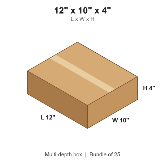 12x10x4 Multi-Depth Corrugated Boxes
