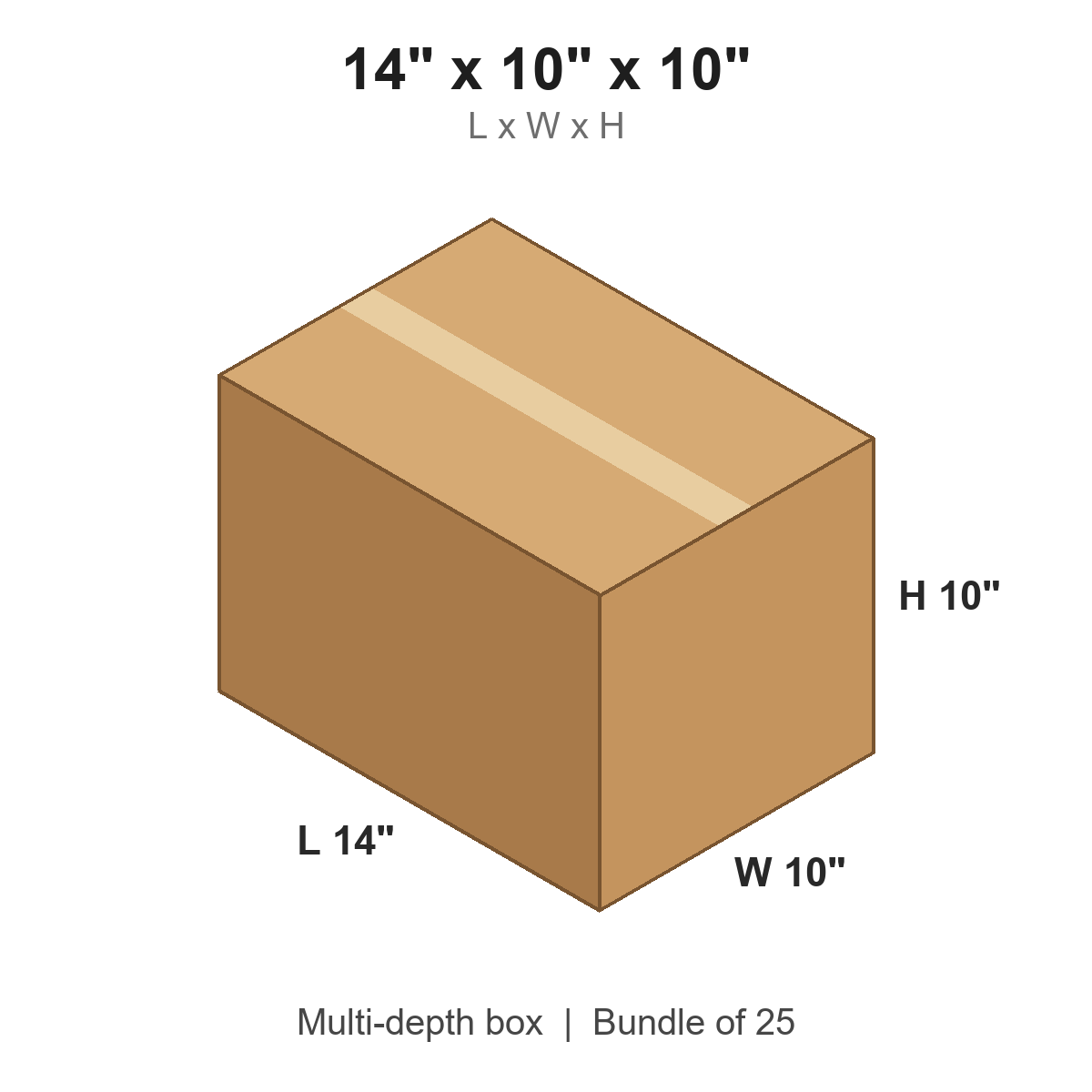 14x10x10 Multi-Depth Corrugated Boxes
