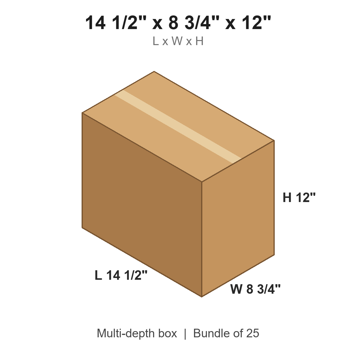 14.5x8.75x12 Multi-Depth Corrugated Boxes