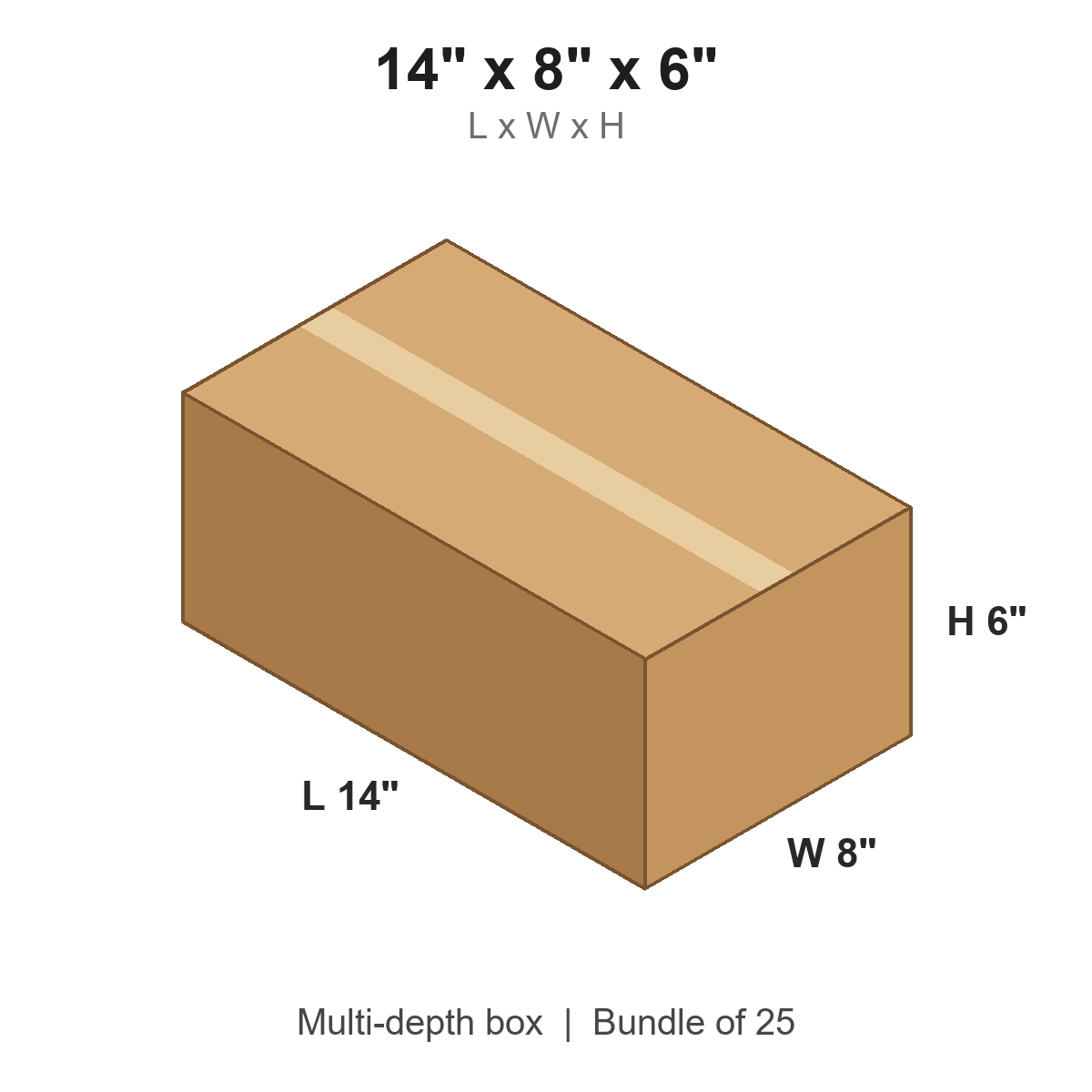 14x8x6 Multi-Depth Corrugated Boxes