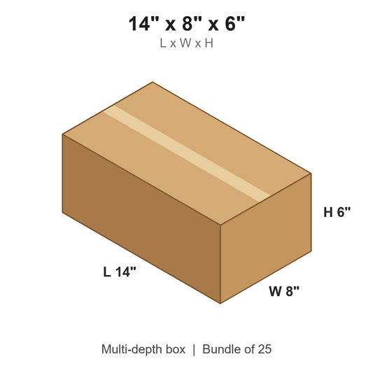14x8x6 Multi-Depth Corrugated Boxes