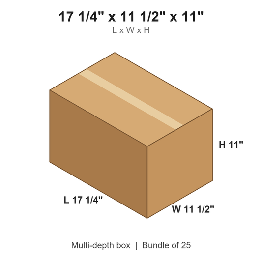 17.25x11.5x11 Multi-Depth Corrugated Boxes