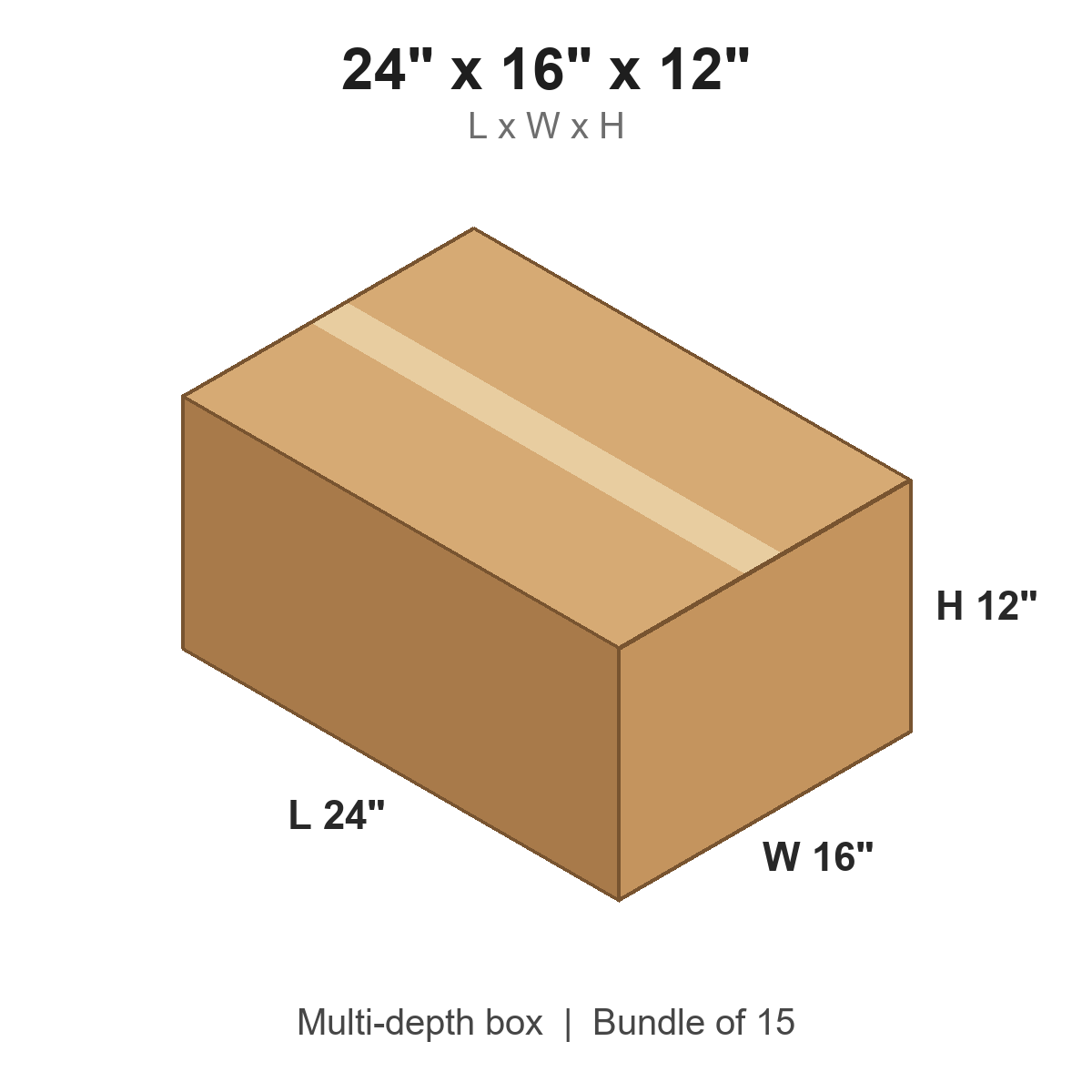 24x16x12 Multi-Depth Corrugated Boxes