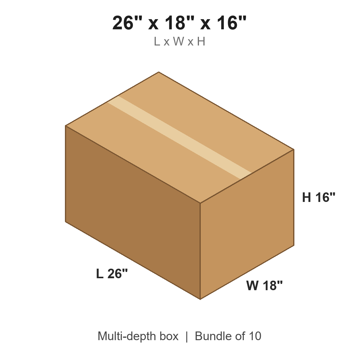 26x18x16 Multi-Depth Corrugated Boxes