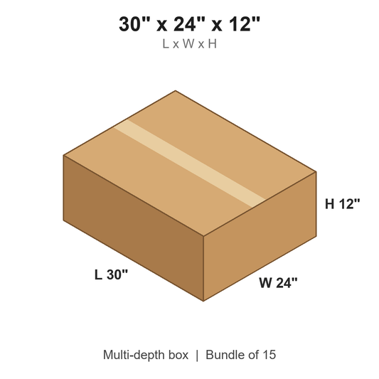 30x24x12 Multi-Depth Corrugated Boxes