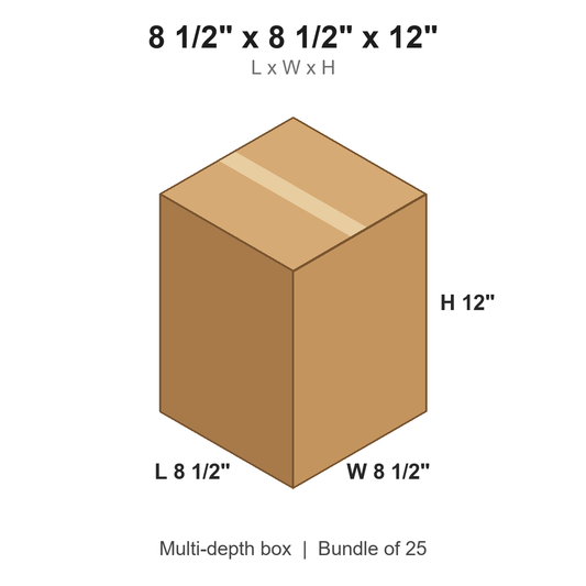 8.5x8.5x12 Multi-Depth Corrugated Boxes