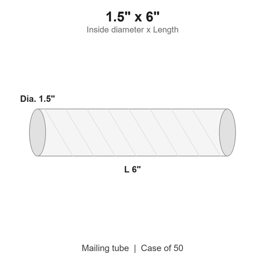 1.5" x 6" White Mailing Tubes with Caps