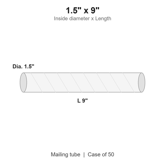 1.5" x 9" White Mailing Tubes with Caps
