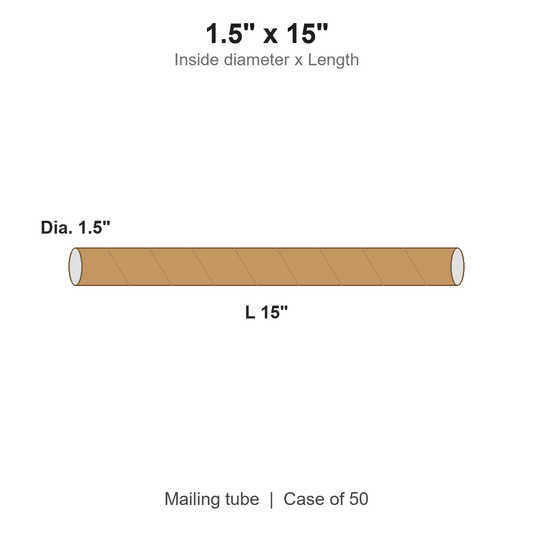 1.5" x 15" Kraft Mailing Tubes with Caps