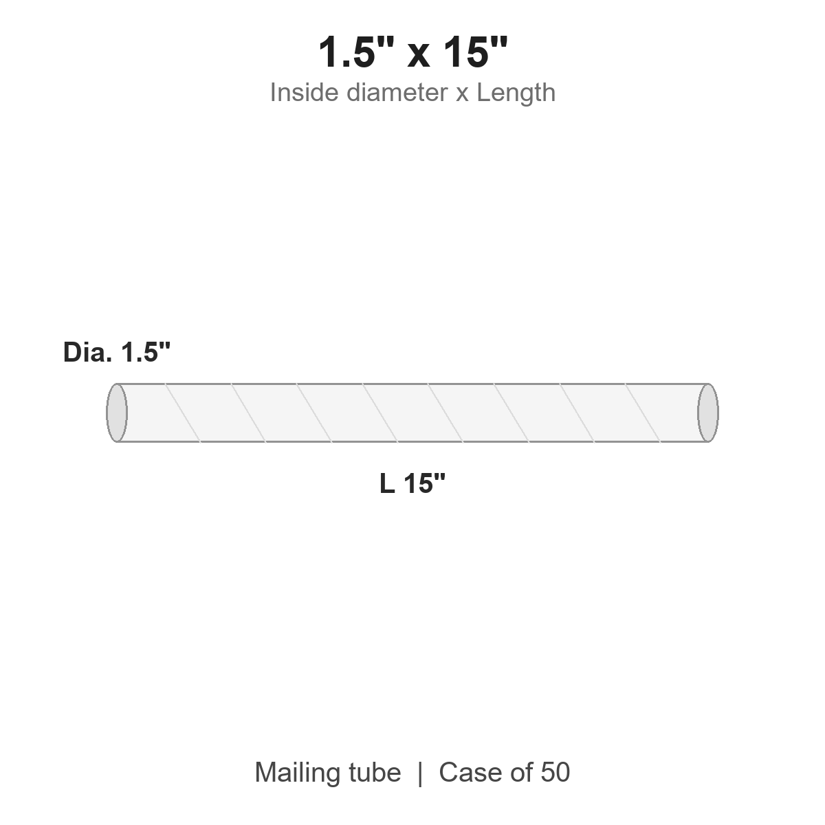 1.5" x 15" White Mailing Tubes with Caps