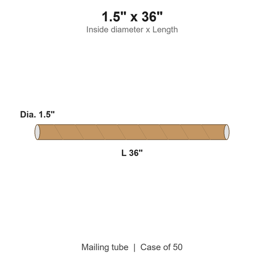 1.5" x 36" Kraft Mailing Tubes with Caps