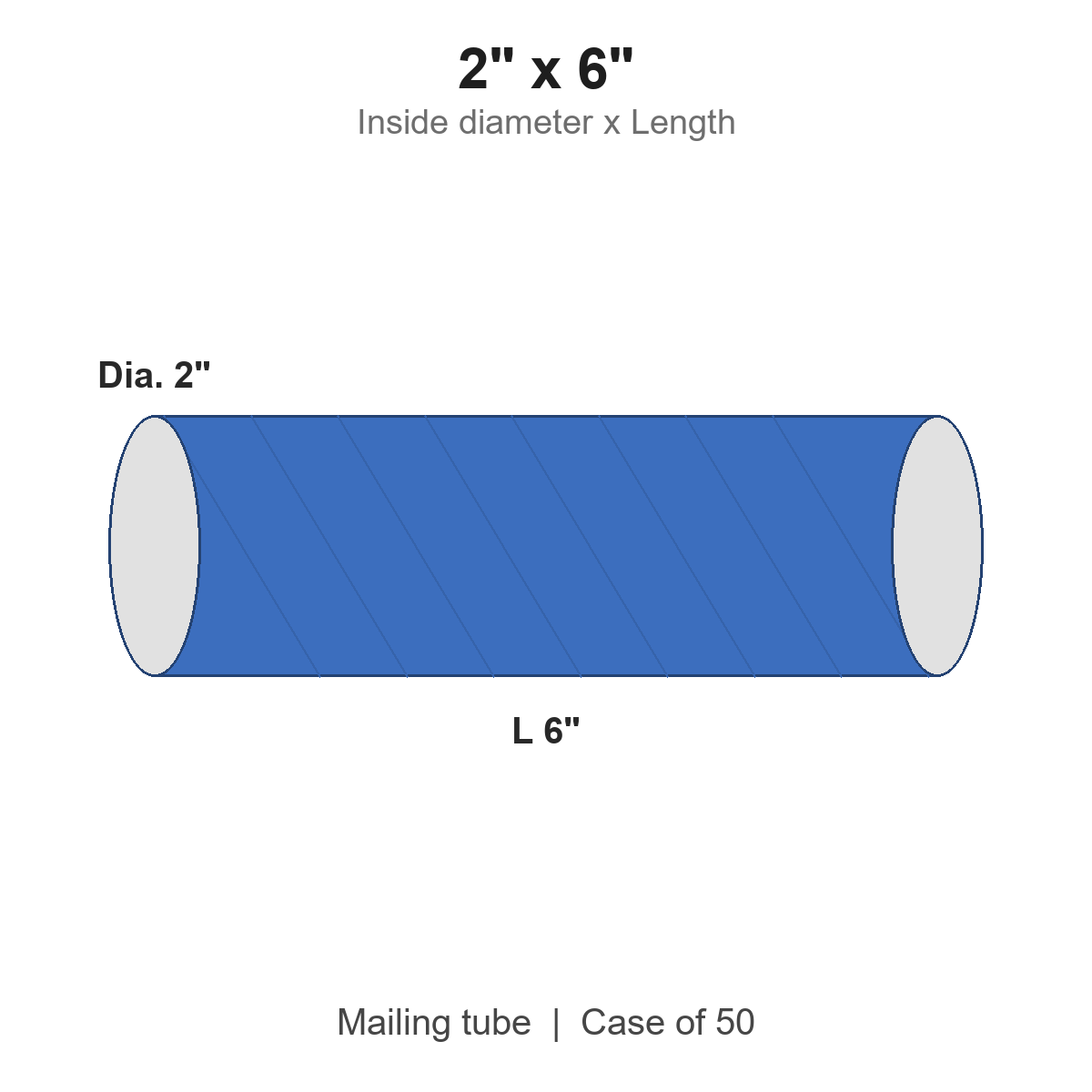 2" x 6" Blue Mailing Tubes with Caps