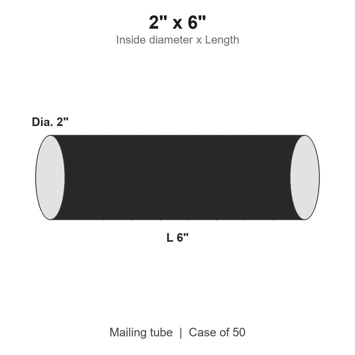 2" x 6" Black Mailing Tubes with Caps