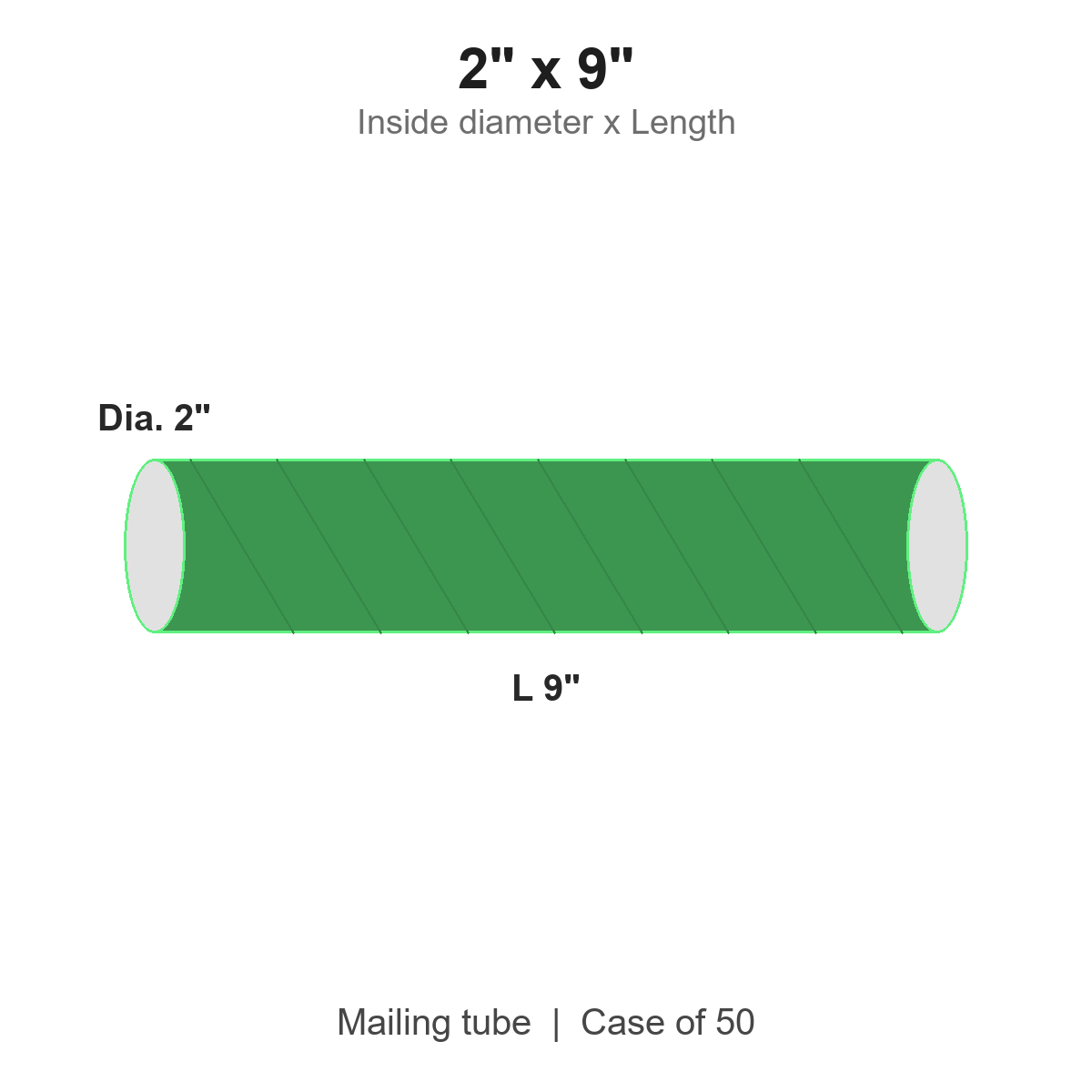 2" x 9" Green Mailing Tubes with Caps