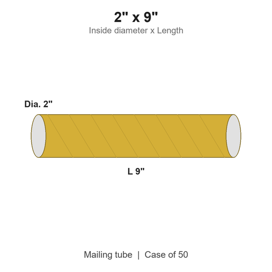 2" x 9" Gold Mailing Tubes with Caps