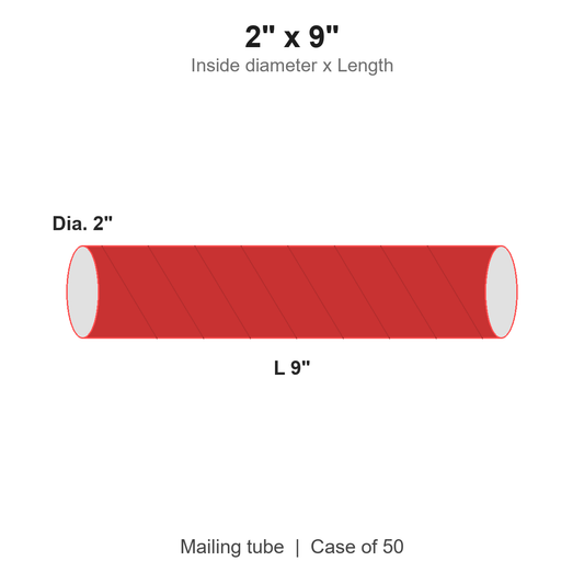 2" x 9" Red Mailing Tubes with Caps