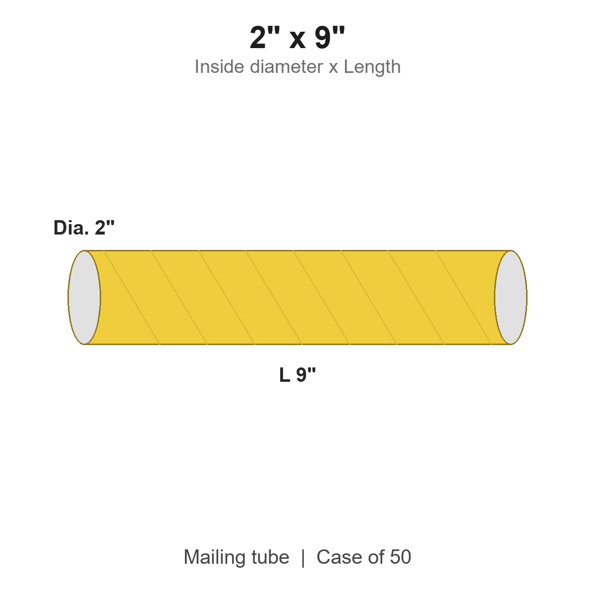 2" x 9" Yellow Mailing Tubes with Caps