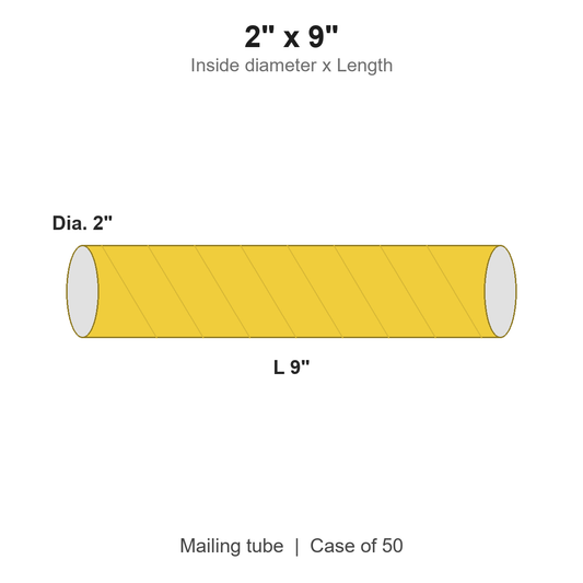 2" x 9" Yellow Mailing Tubes with Caps