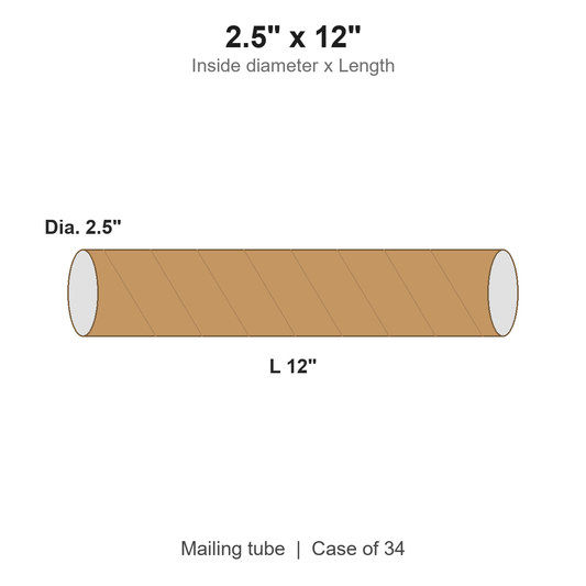 2.5" x 12" Kraft Mailing Tubes with Caps