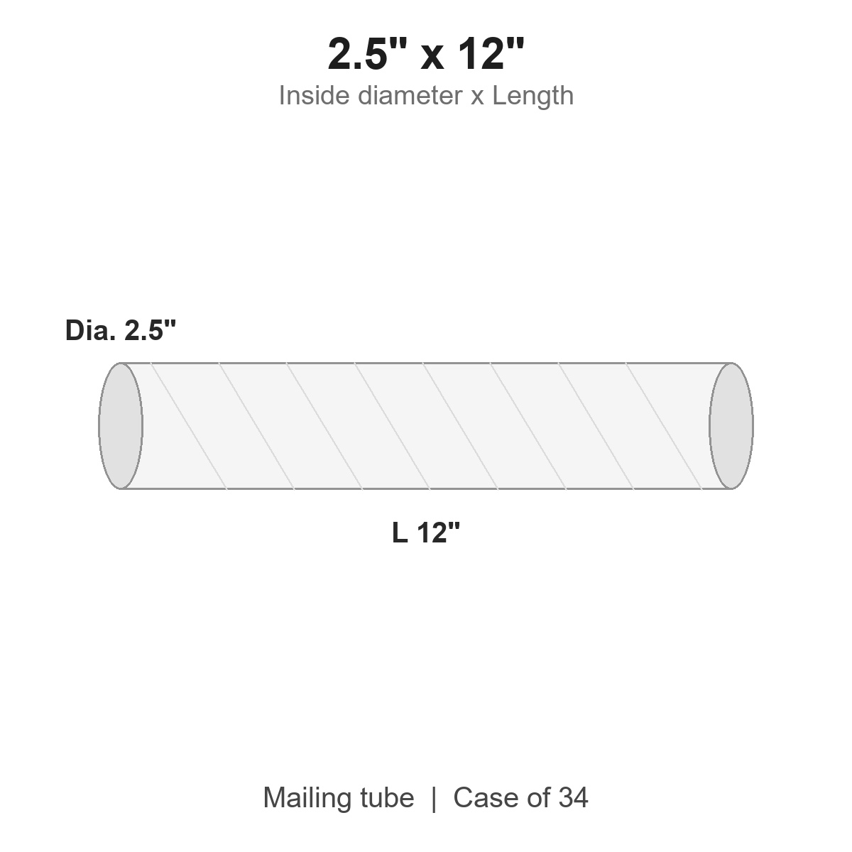 2.5" x 12" White Mailing Tubes with Caps