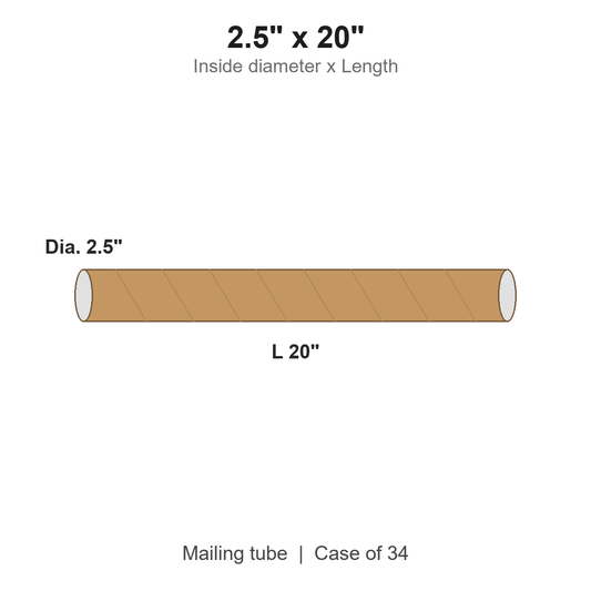 2.5" x 20" Kraft Mailing Tubes with Caps