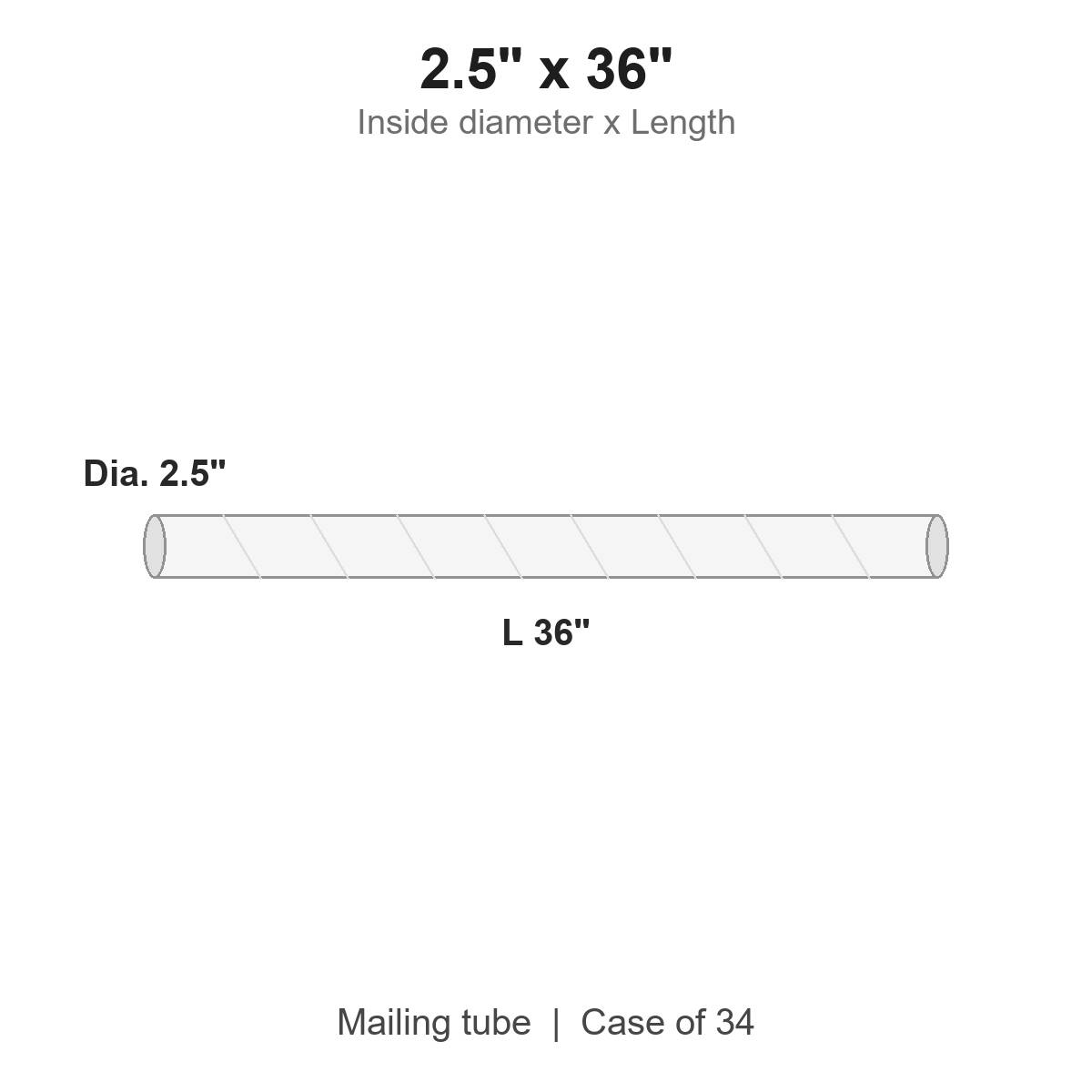 2.5" x 36" White Mailing Tubes with Caps