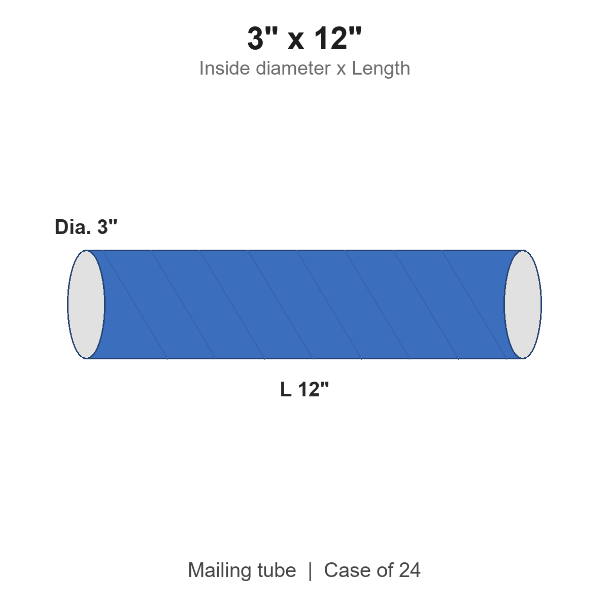 3" x 12" Blue Mailing Tubes with Caps