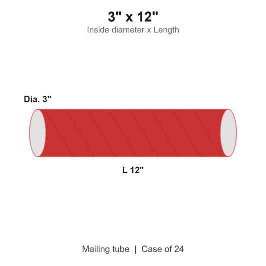 3" x 12" Red Mailing Tubes with Caps