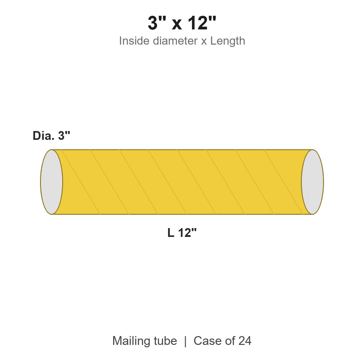 3" x 12" Yellow Mailing Tubes with Caps