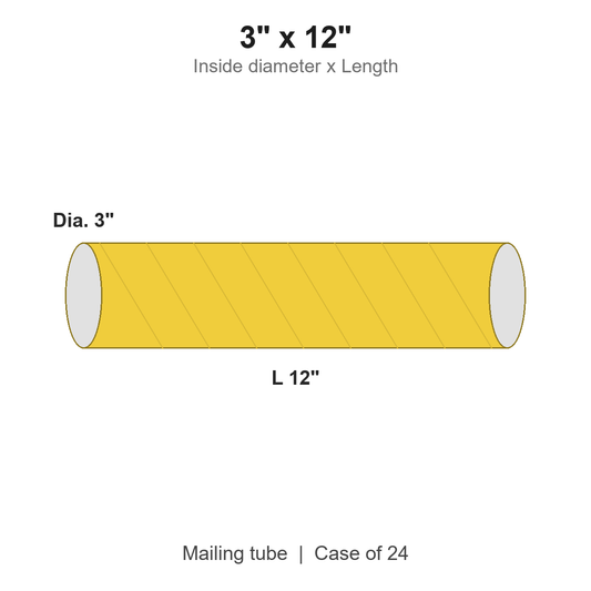 3" x 12" Yellow Mailing Tubes with Caps