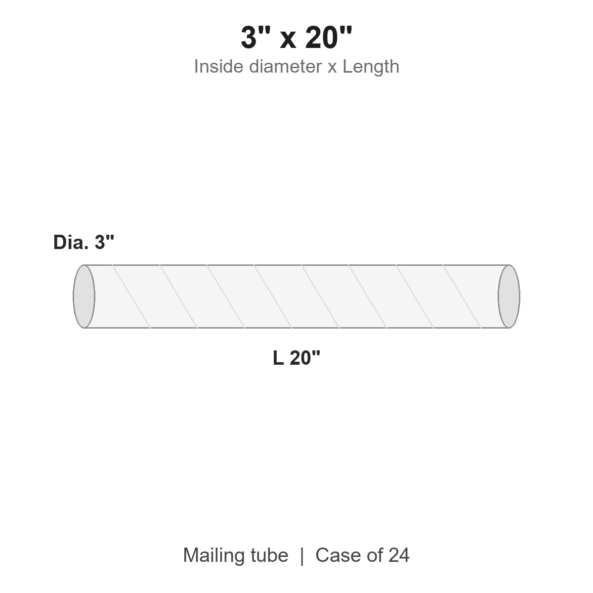 3" x 20" White Mailing Tubes with Caps