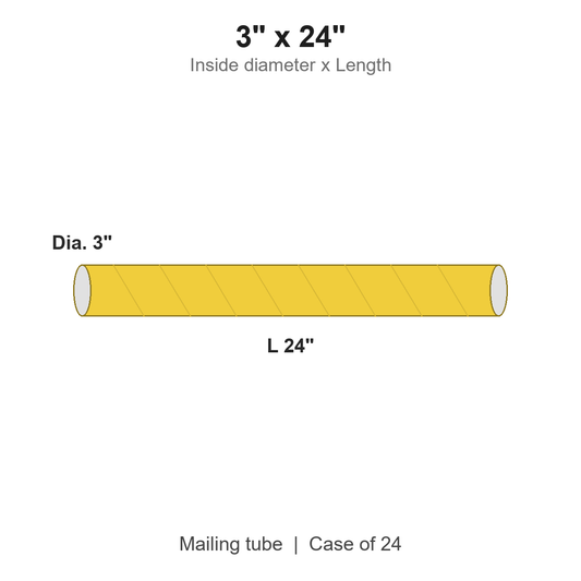 3" x 24" Yellow Mailing Tubes with Caps