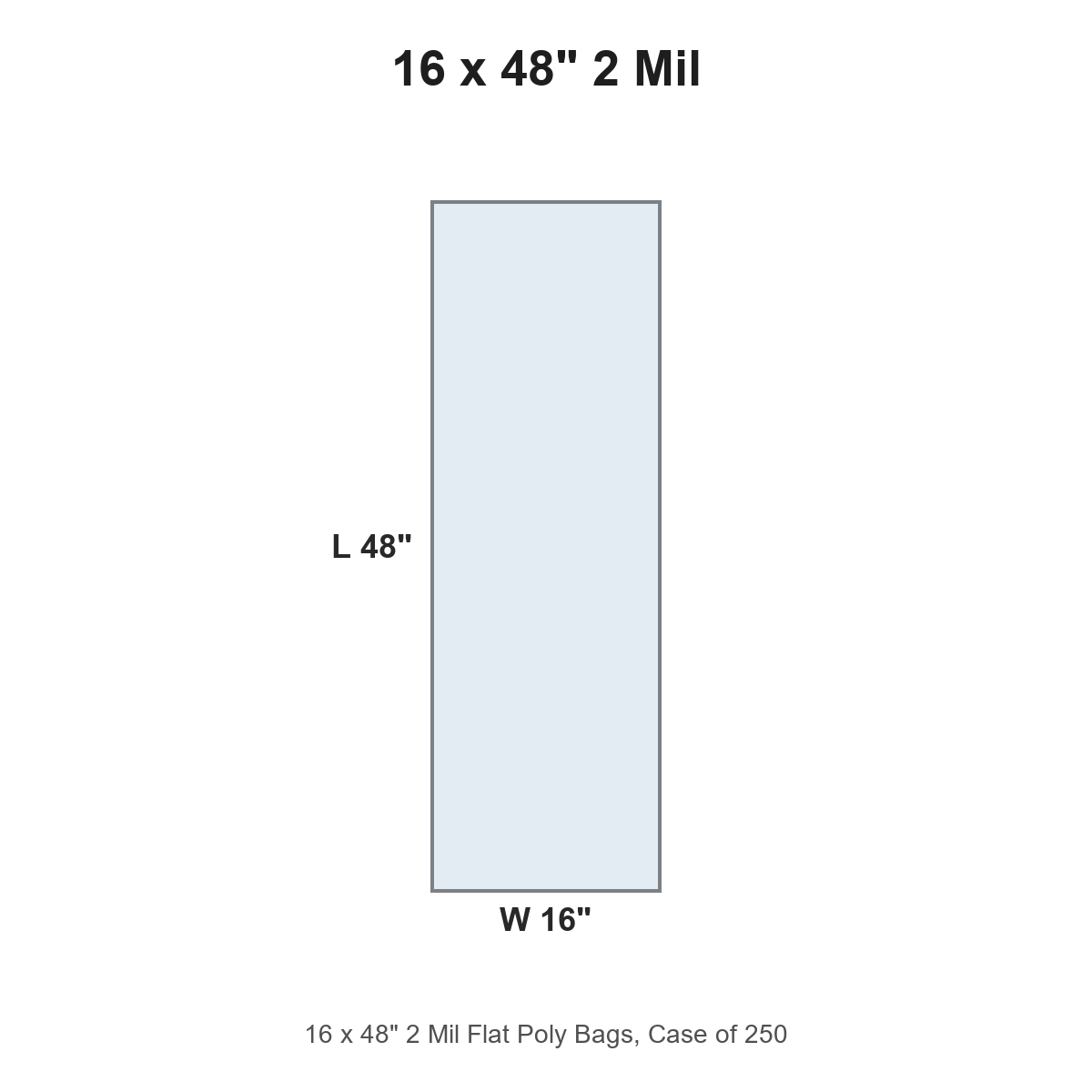 16 x 48" 2 Mil Flat Poly Bags