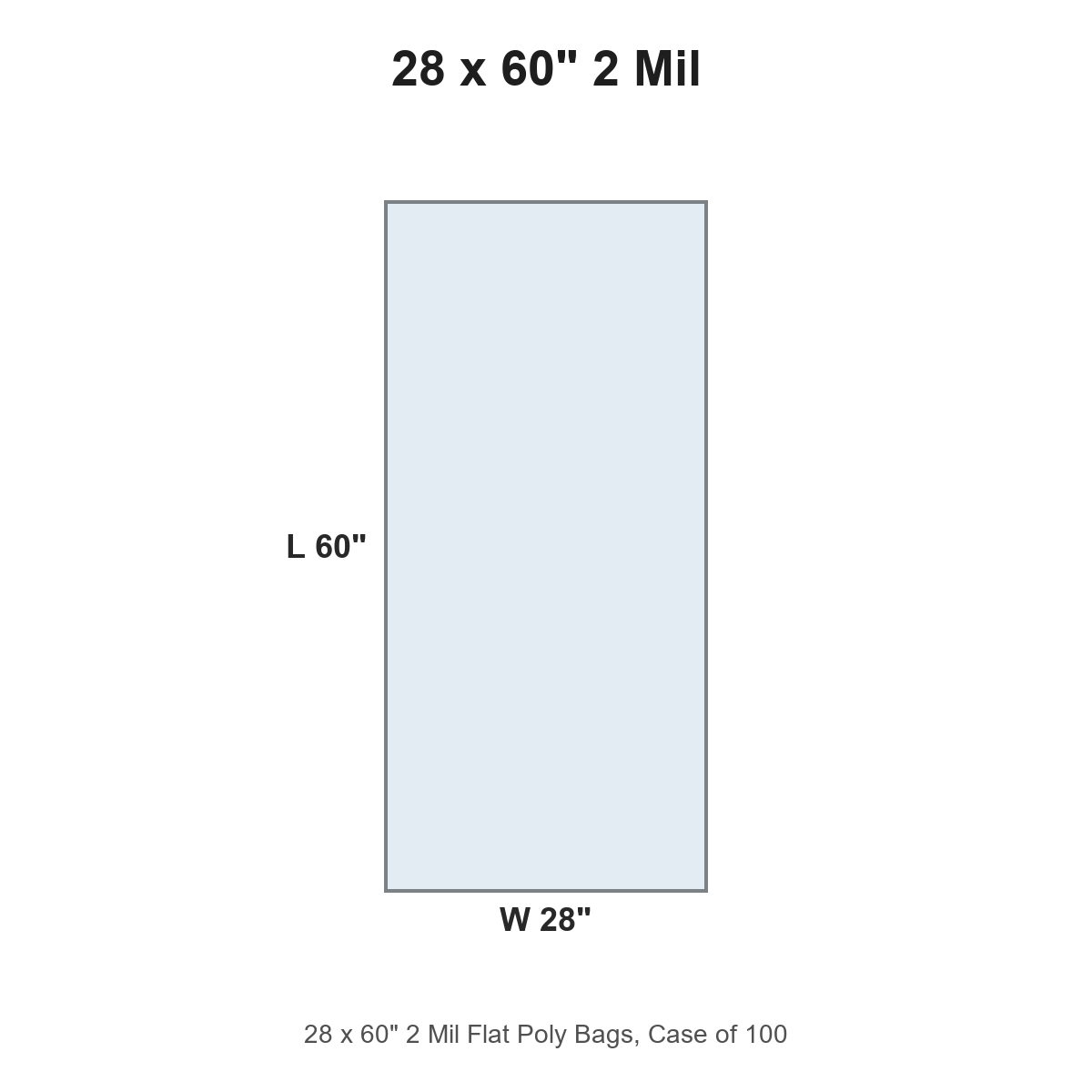 28 x 60" 2 Mil Flat Poly Bags