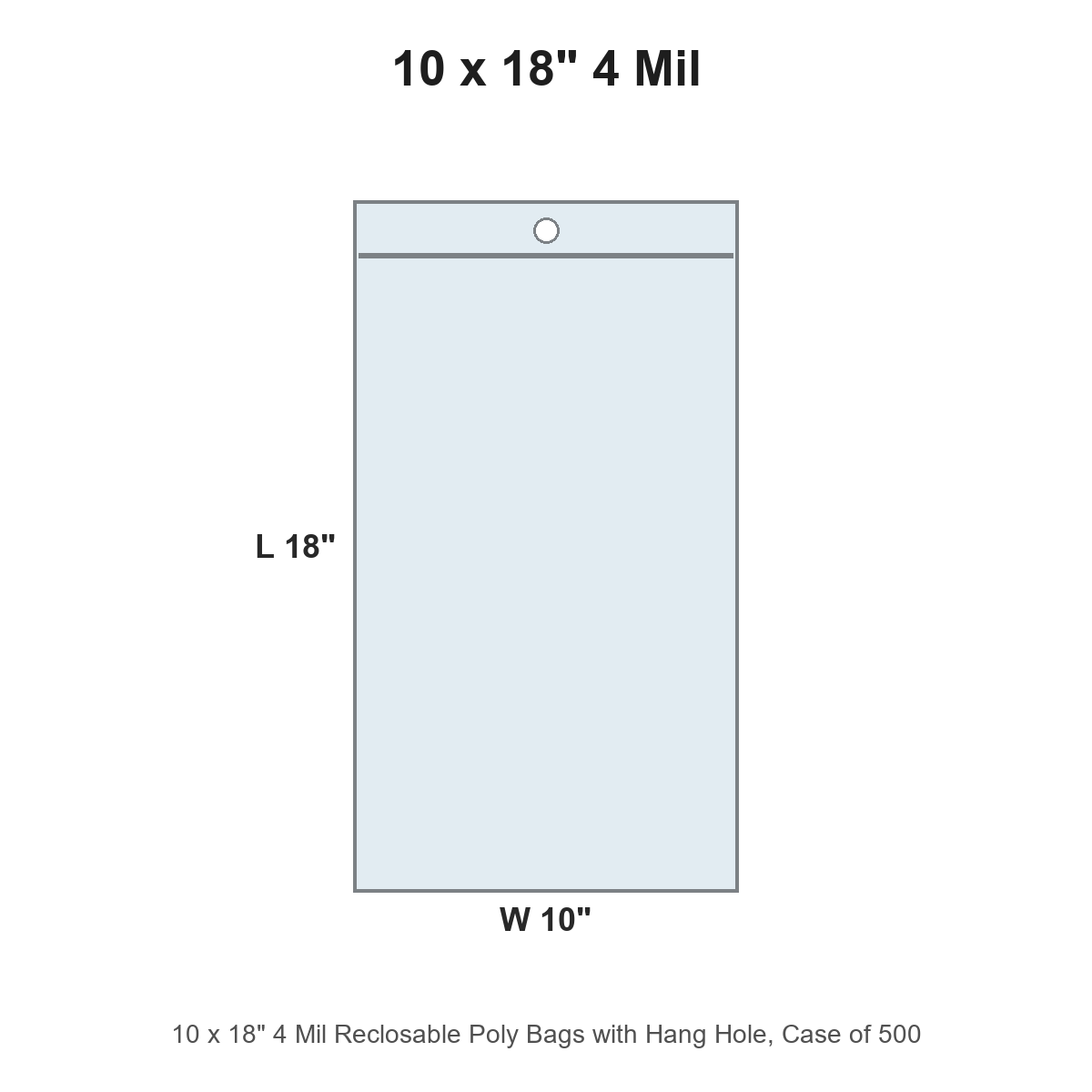 10 x 18" 4 Mil Reclosable Poly Bags with Hang Hole