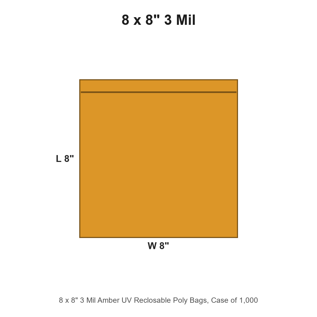 8 x 8" 3 Mil Amber UV Reclosable Poly Bags
