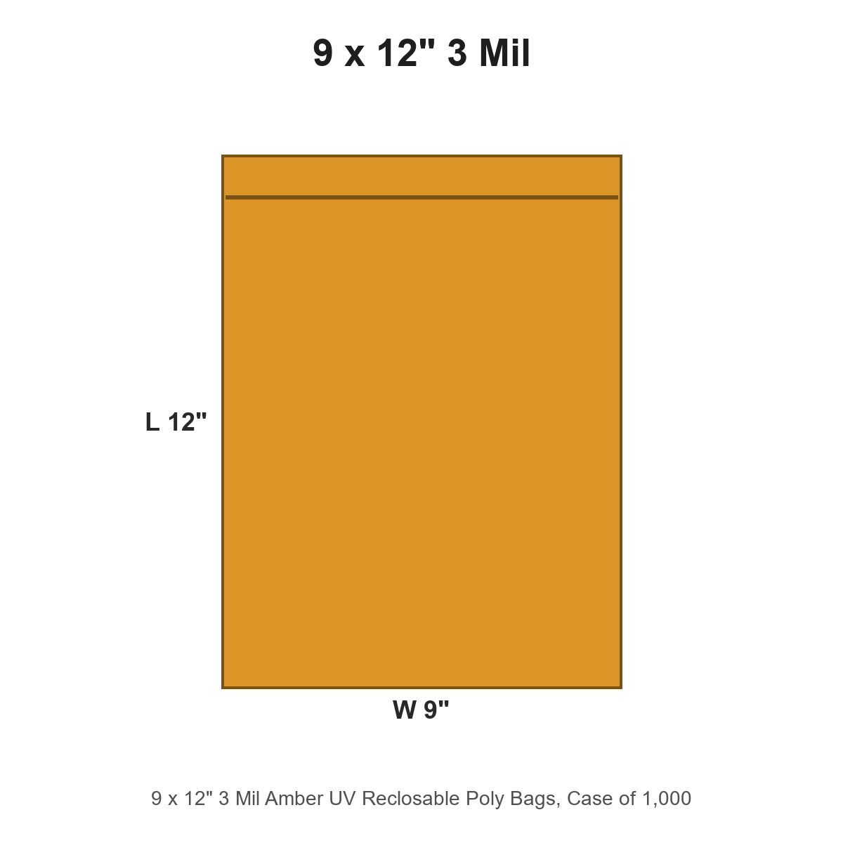 9 x 12" 3 Mil Amber UV Reclosable Poly Bags