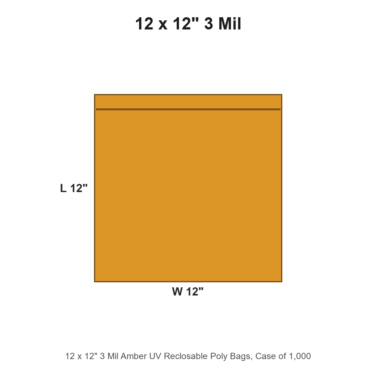 12 x 12" 3 Mil Amber UV Reclosable Poly Bags