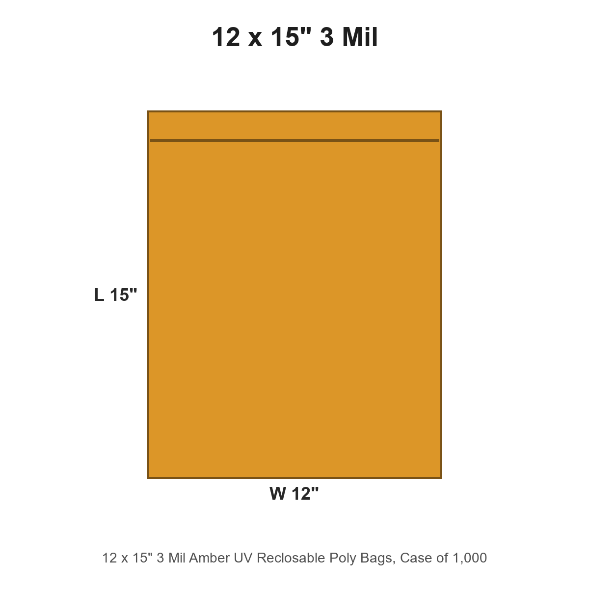 12 x 15" 3 Mil Amber UV Reclosable Poly Bags