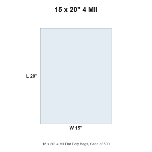 15 x 20" 4 Mil Flat Poly Bags