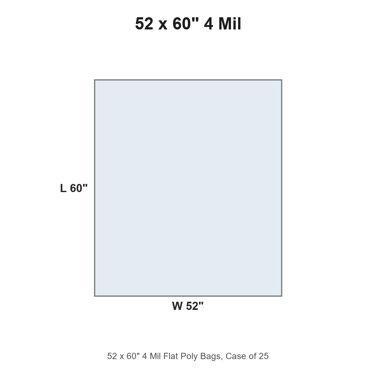52 x 60" 4 Mil Flat Poly Bags
