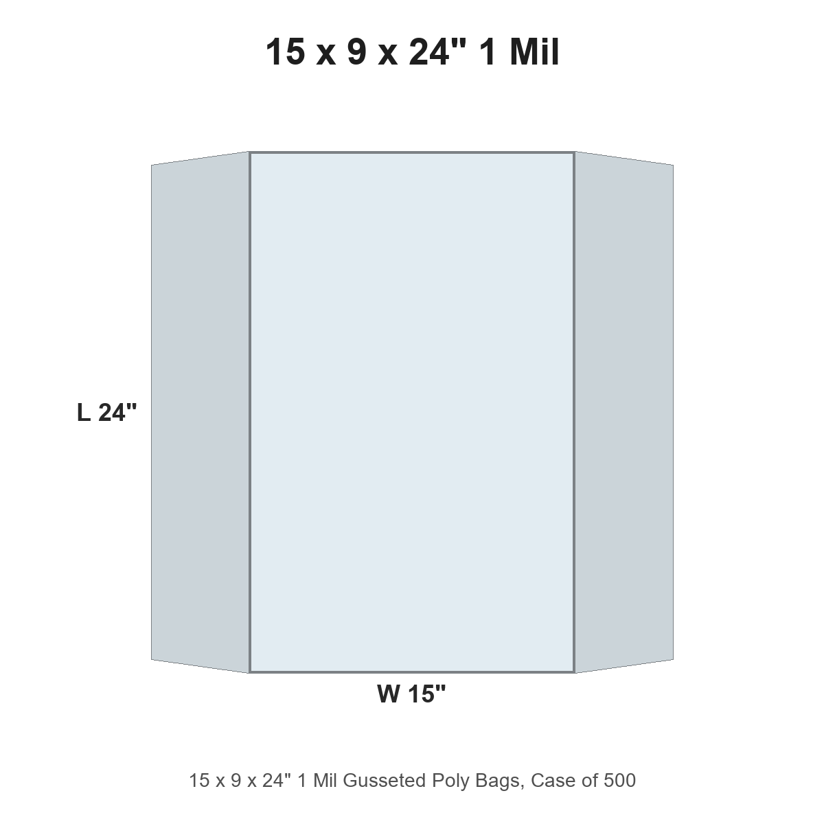 15 x 9 x 24" 1 Mil Gusseted Poly Bags