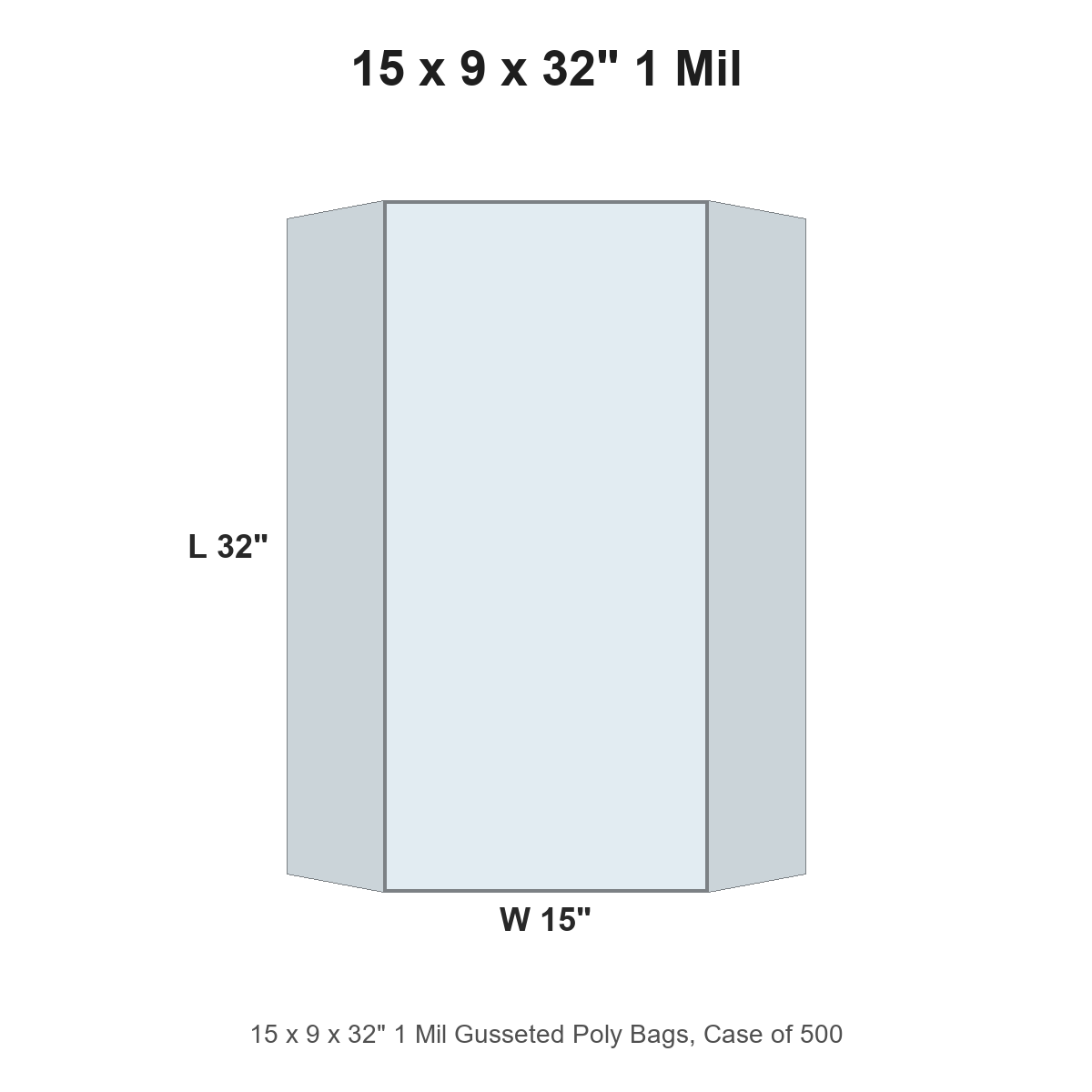 15 x 9 x 32" 1 Mil Gusseted Poly Bags