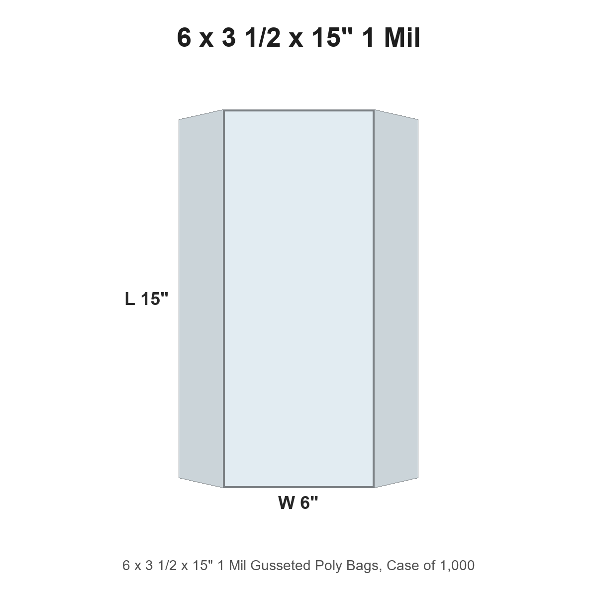 6 x 3 1/2 x 15" 1 Mil Gusseted Poly Bags